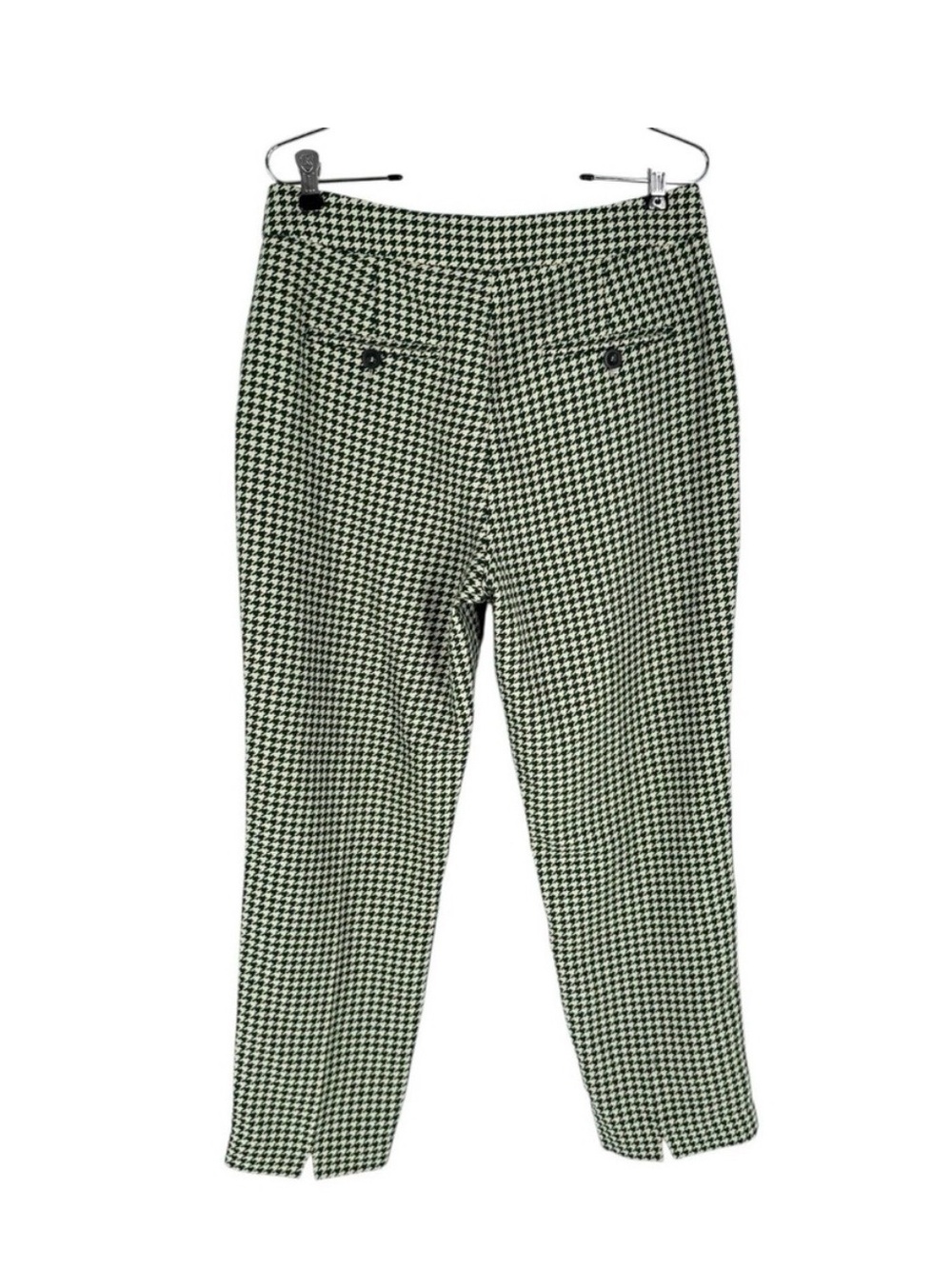 ME+EM Pants Womens UK Size 12/US 8 Green Ivory Houndstooth Classic Ankle Length - Picture 3 of 9